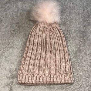 100% Acrylic Pink winter hat, with puff ball !